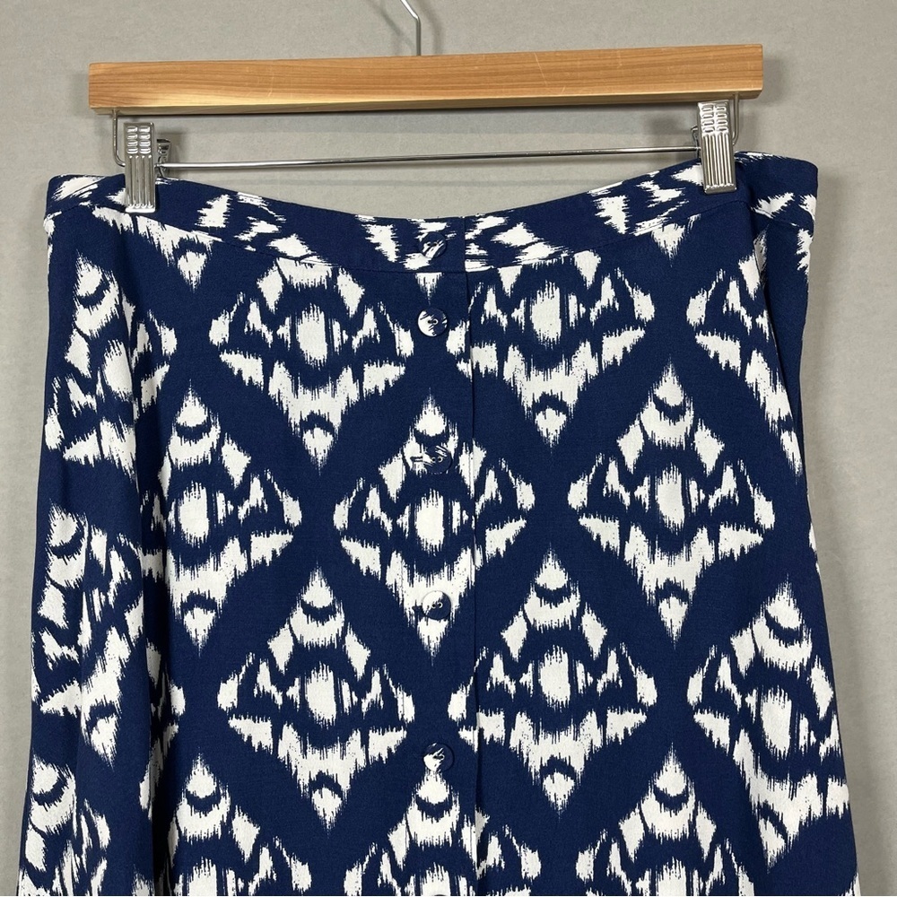 Talbots Blue Ikat Print Viscose A Line Skirt - Picture 2 of 15